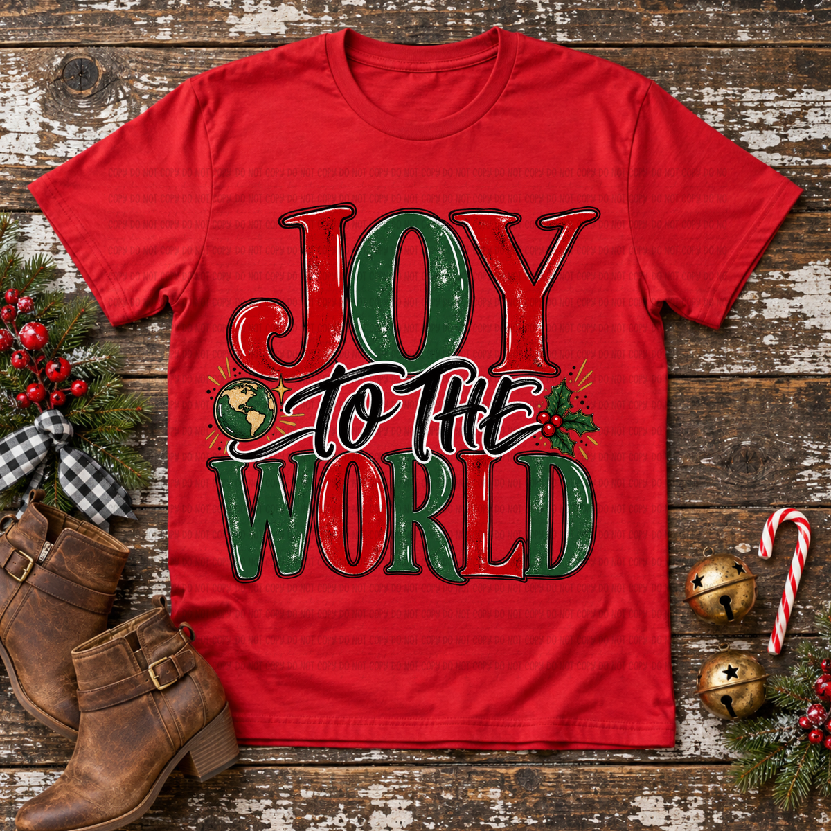 Joy to the world earth and holly berries (Revel) DTF