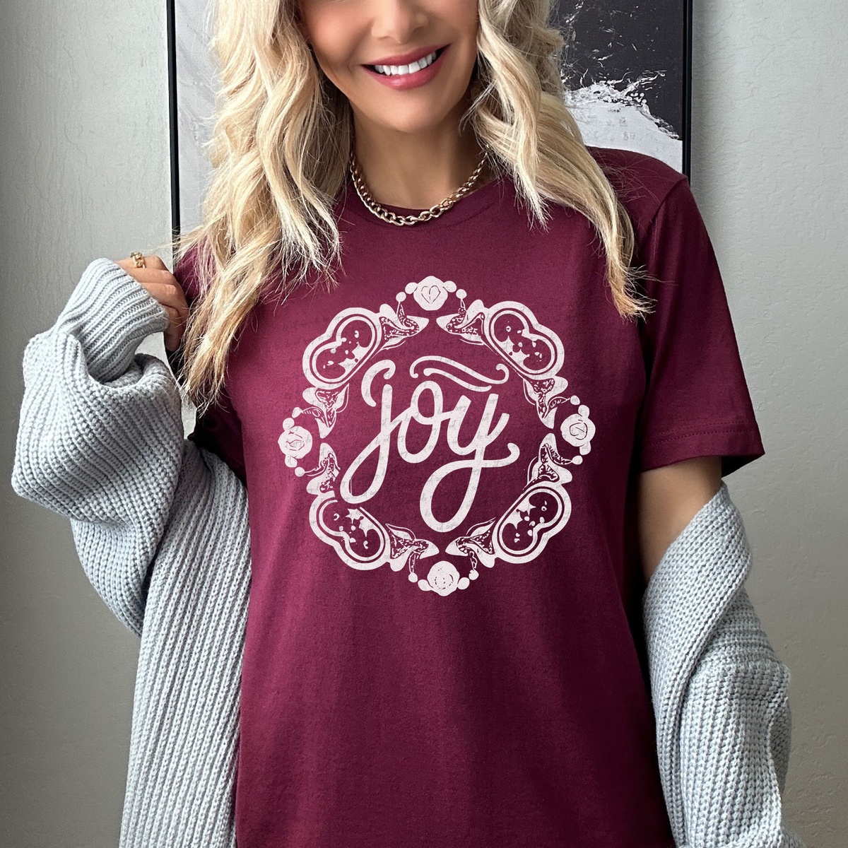 Joy White Diamond Border 76936 DTF Transfer