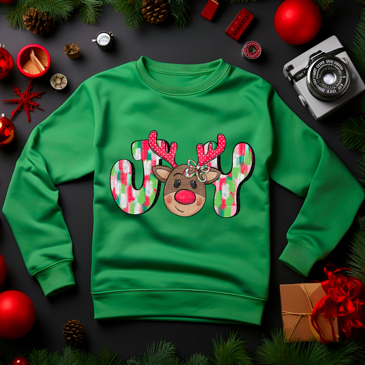Joy with reindeer (SDD) DTF Transfer