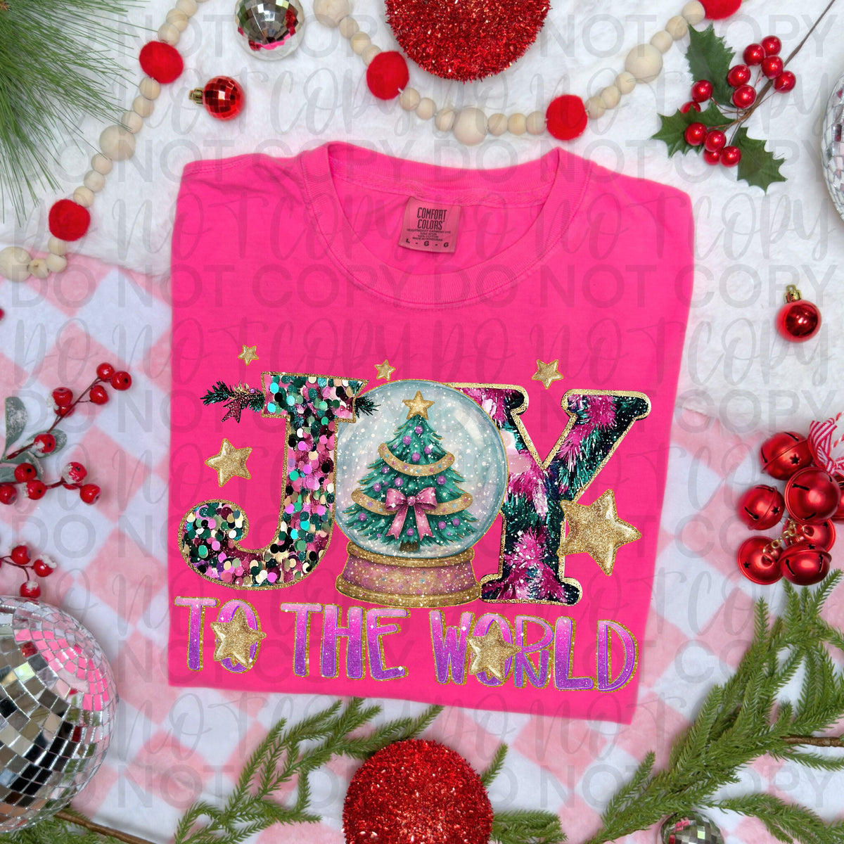 Joy to the world snowglobe DTF Transfer