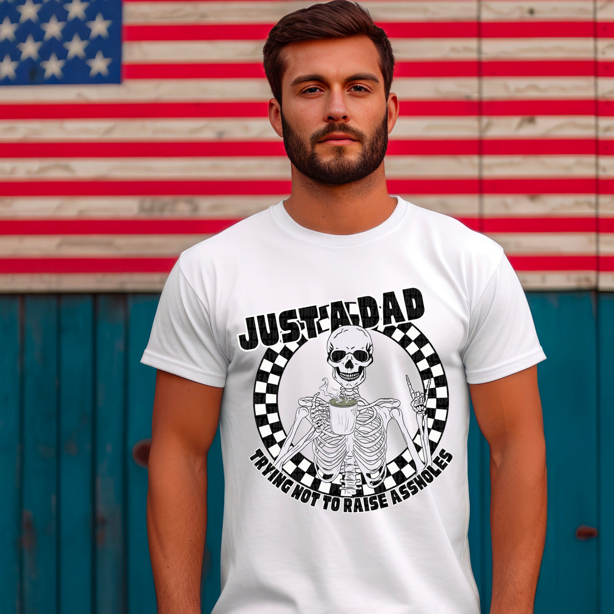 Just A Dad Trying Not To Raise Assholes Skellie 104658 DTF transfer