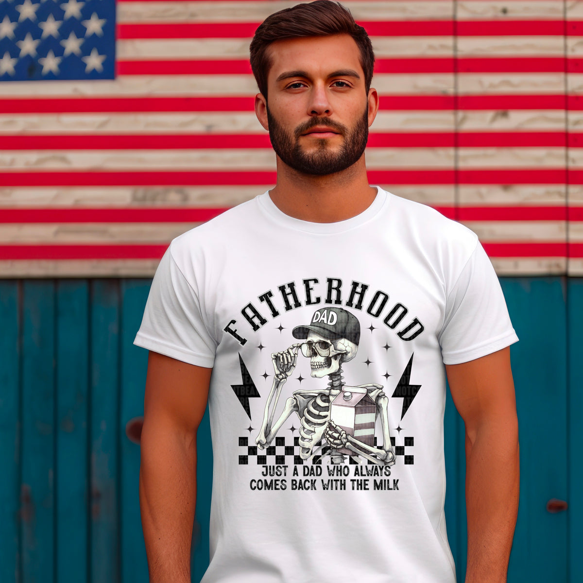 Fatherhood Just A Dad Who Always Comes Back With The Milk 104659 DTF transfer