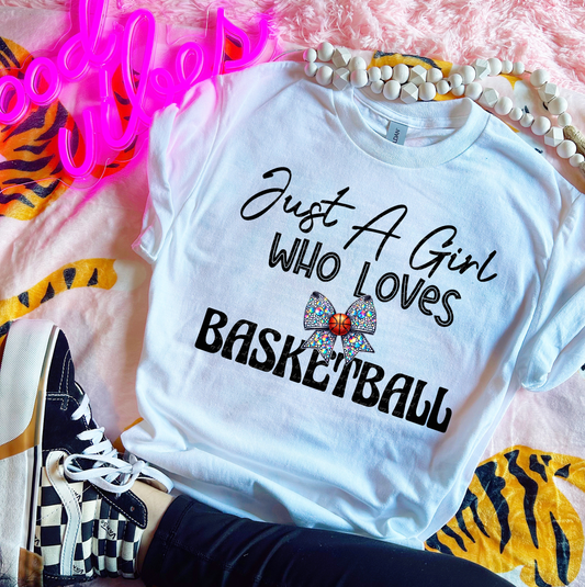 Just A Girl Who Loves Basketball Rhinestone Bow 59297 DTF transfer