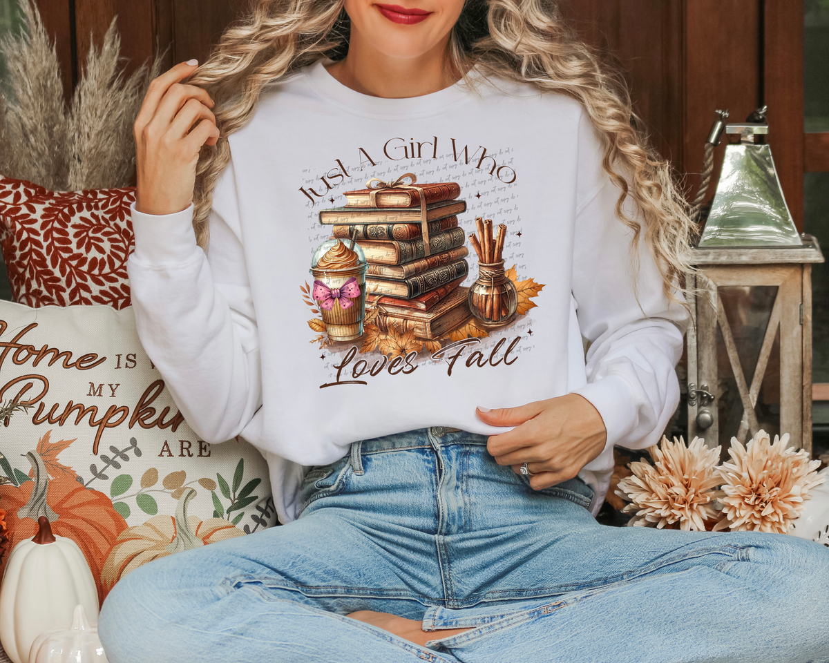 Just A Girl Who Loves Fall Books 51622 DTF transfer