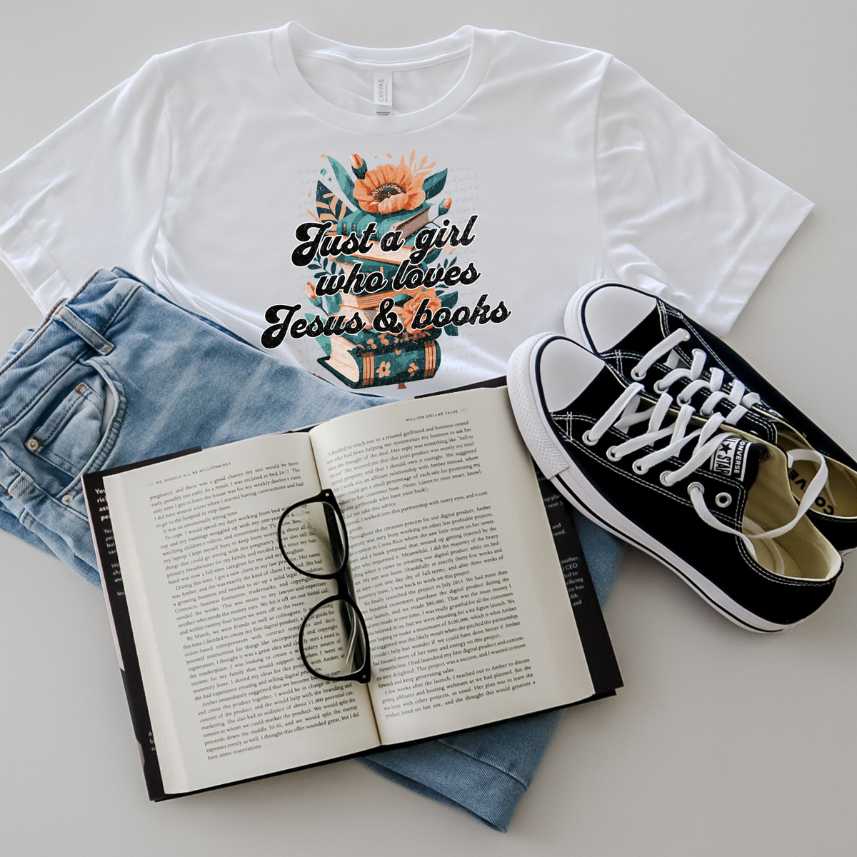 Just A Girl Who Loves Jesus And Books Floral 81226 DTF Transfer