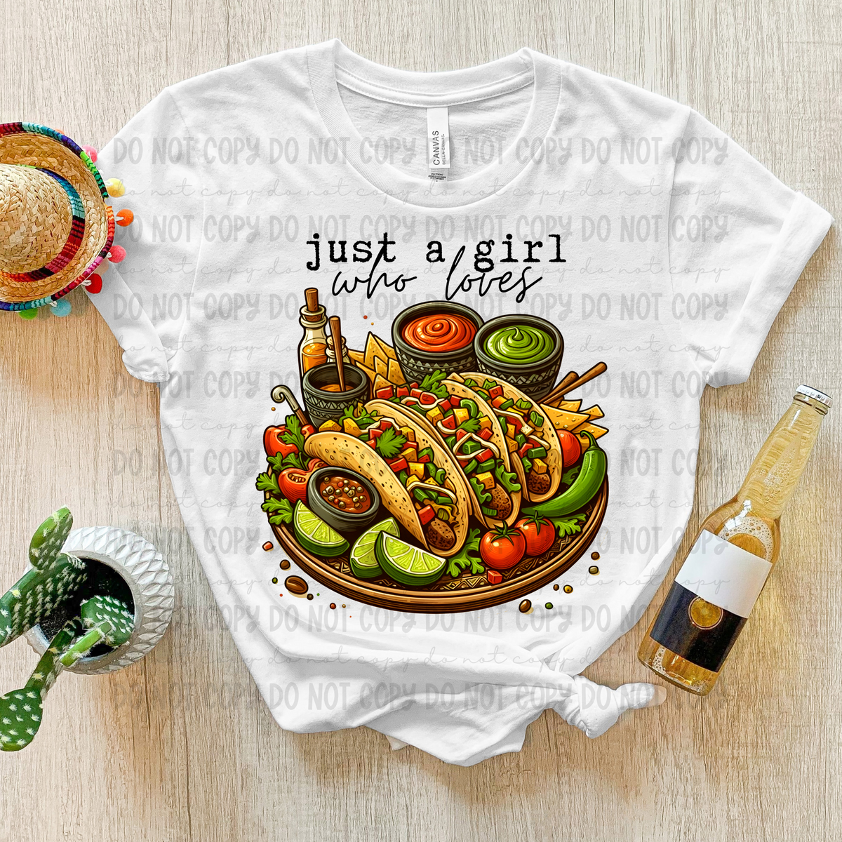 Just a girl who loves Tacos Plate (Revel) DTF transfer