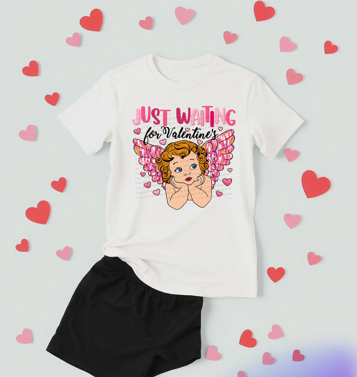 Just Waiting For Valentines Cupid 76688 DTF Transfer