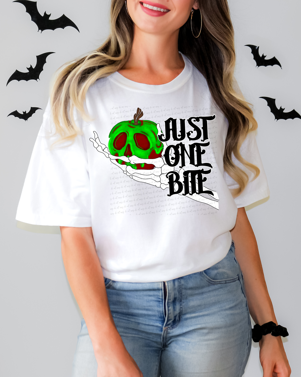 Just one bite apple with skeleton hand 115210 DTF Transfer