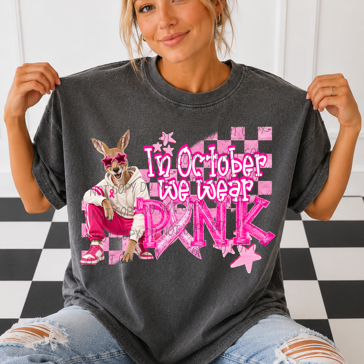KANGAROOS- in October we wear pink (city) DTF transfer