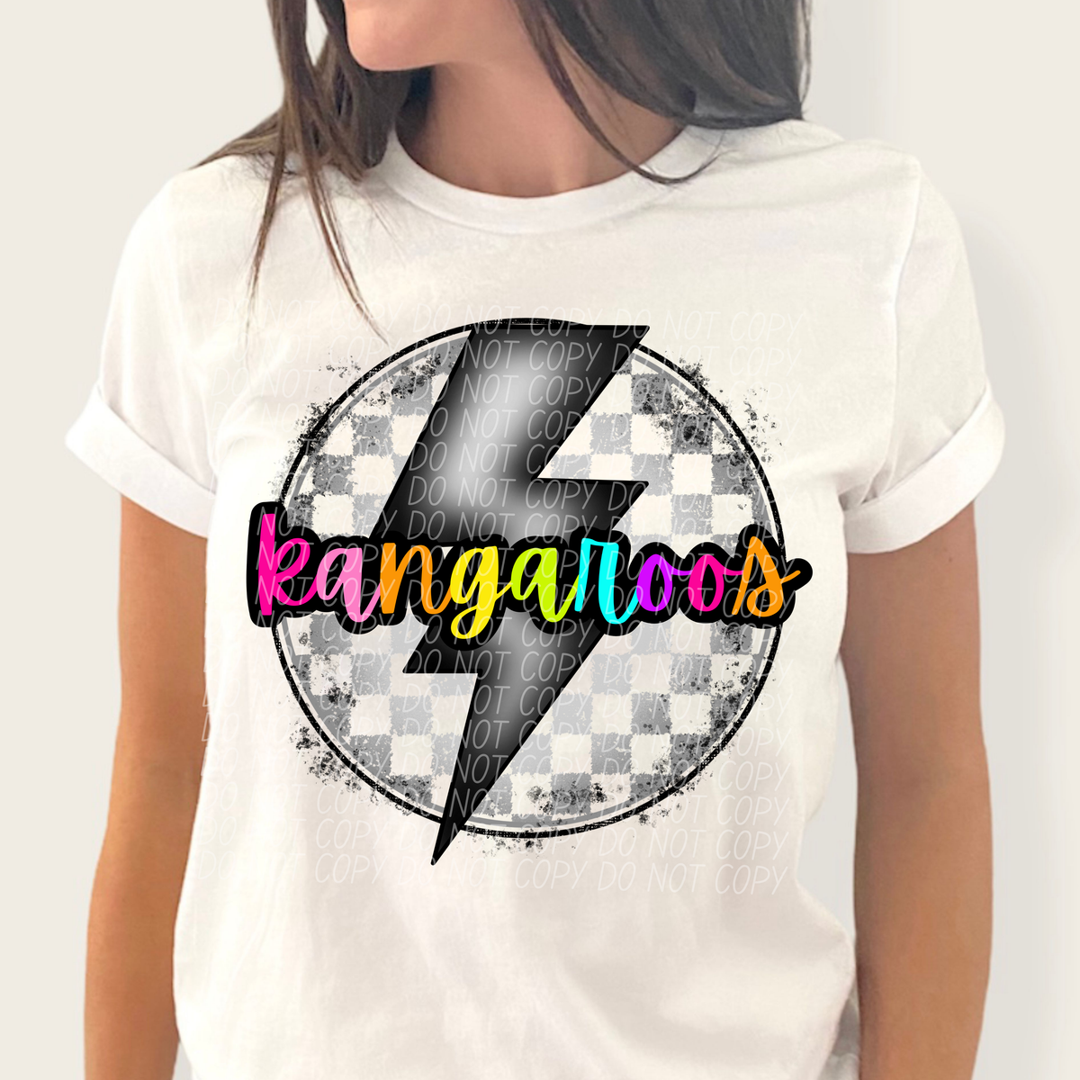 Kangaroos BRIGHT COLORS FONT lightning bolt circle CITY DTF transfer