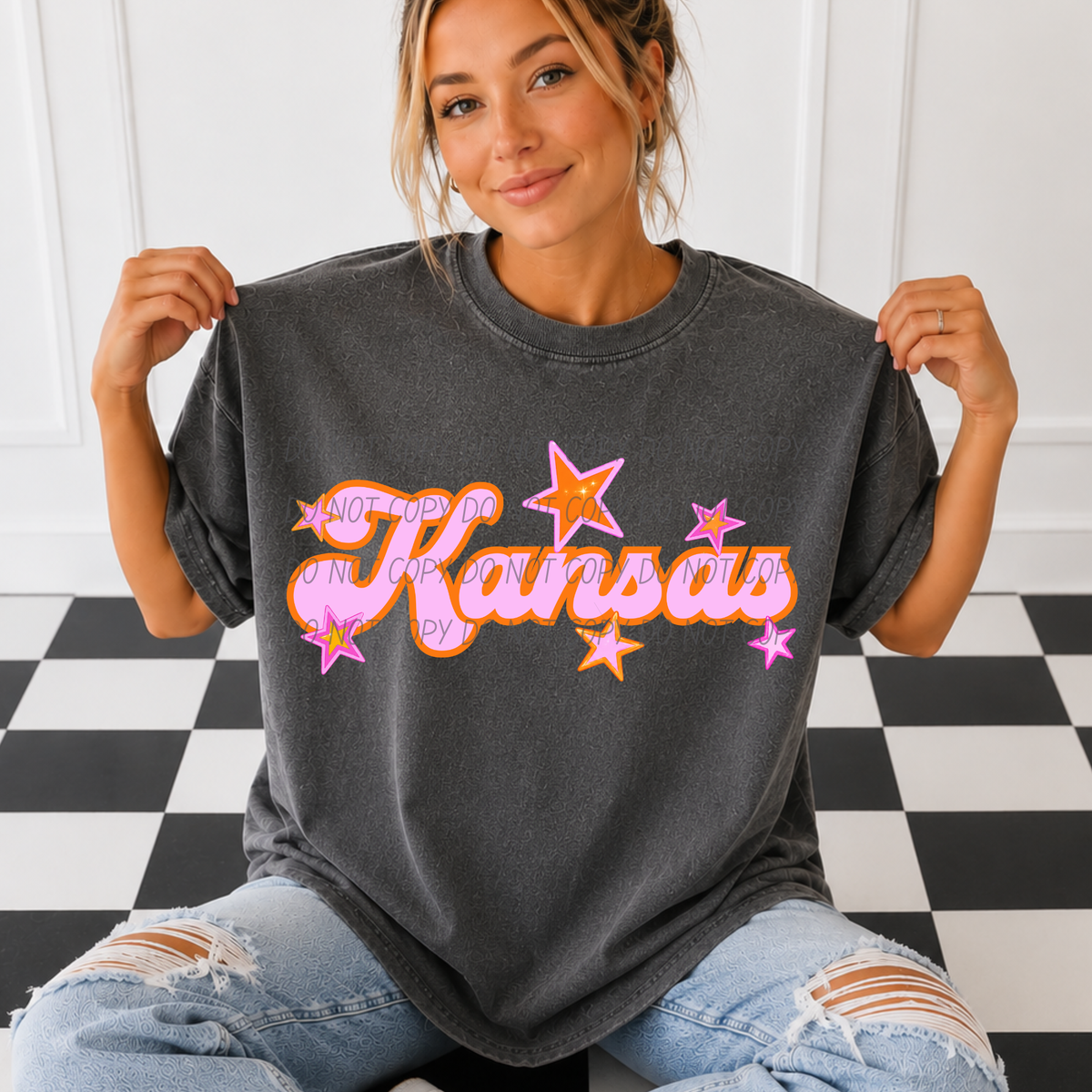 Kansas pink orange states (City) DTF Transfer