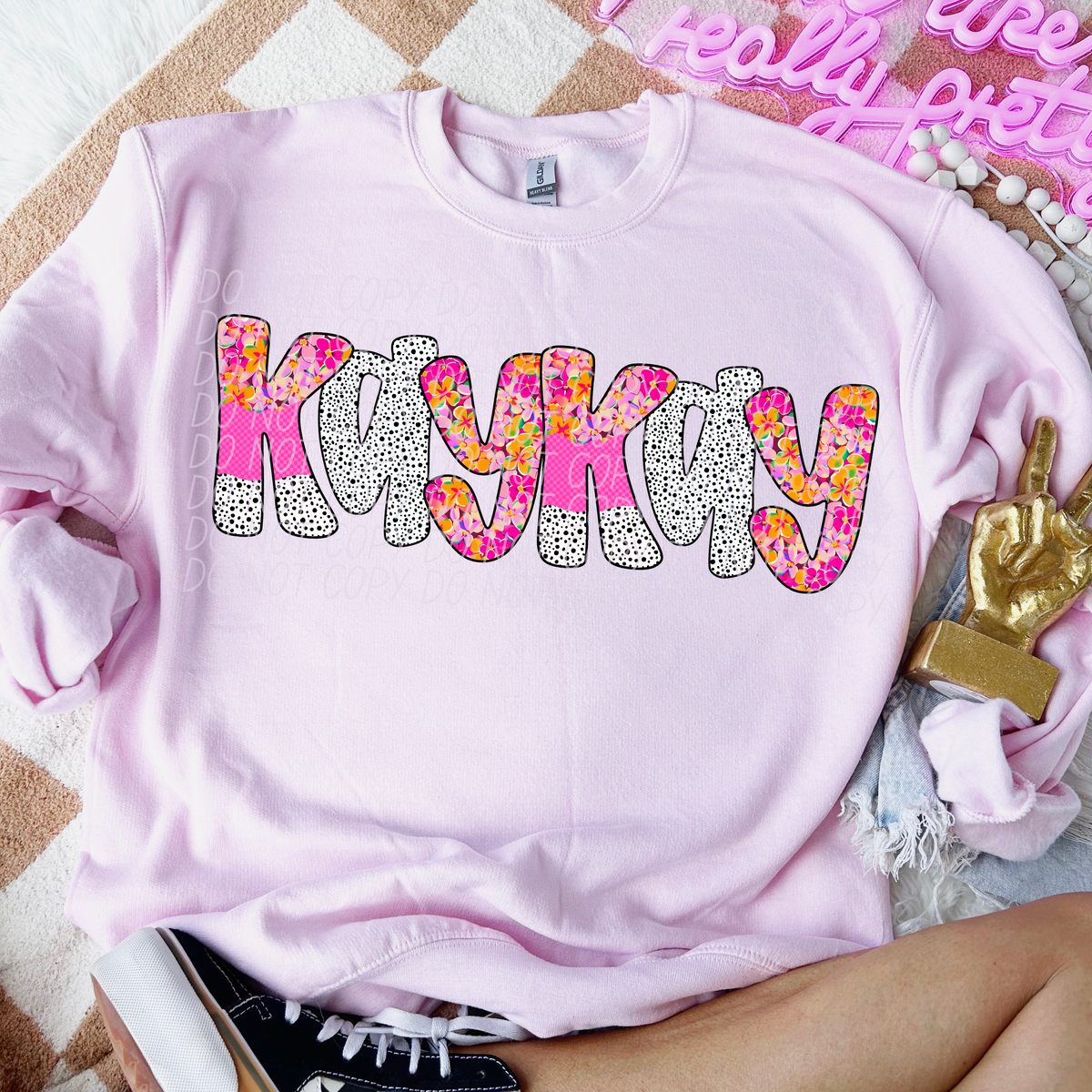 KayKay pink floral polka dot (City) DTF transfer