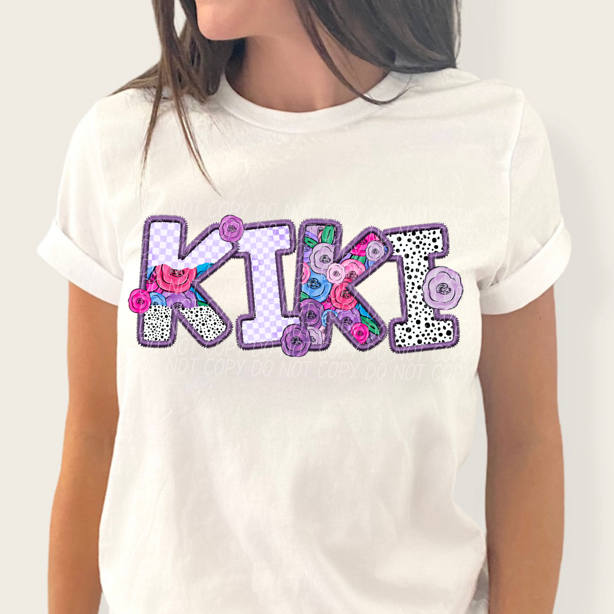 Kiki Floral Purple Checkered (CITY) DTF transfer