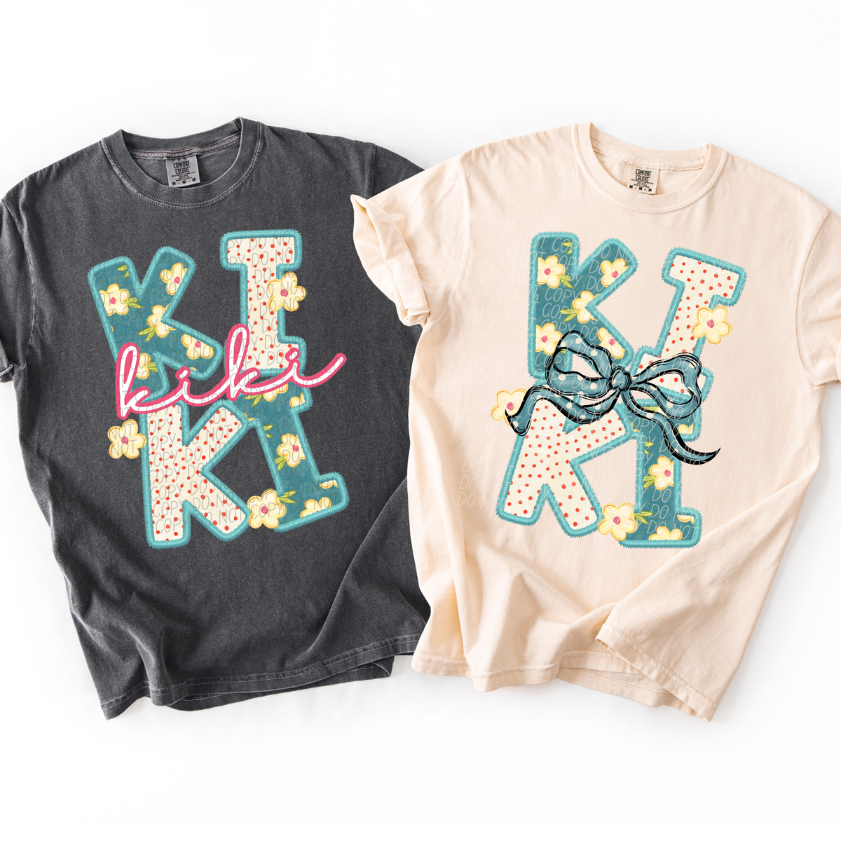 Vintage floral Kiki with bow (City) DTF Transfer