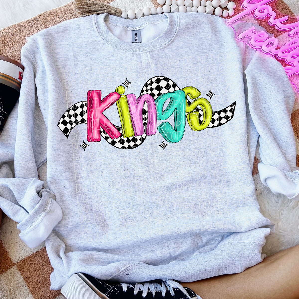 Kings Colorful Checker 74249 DTF Transfer