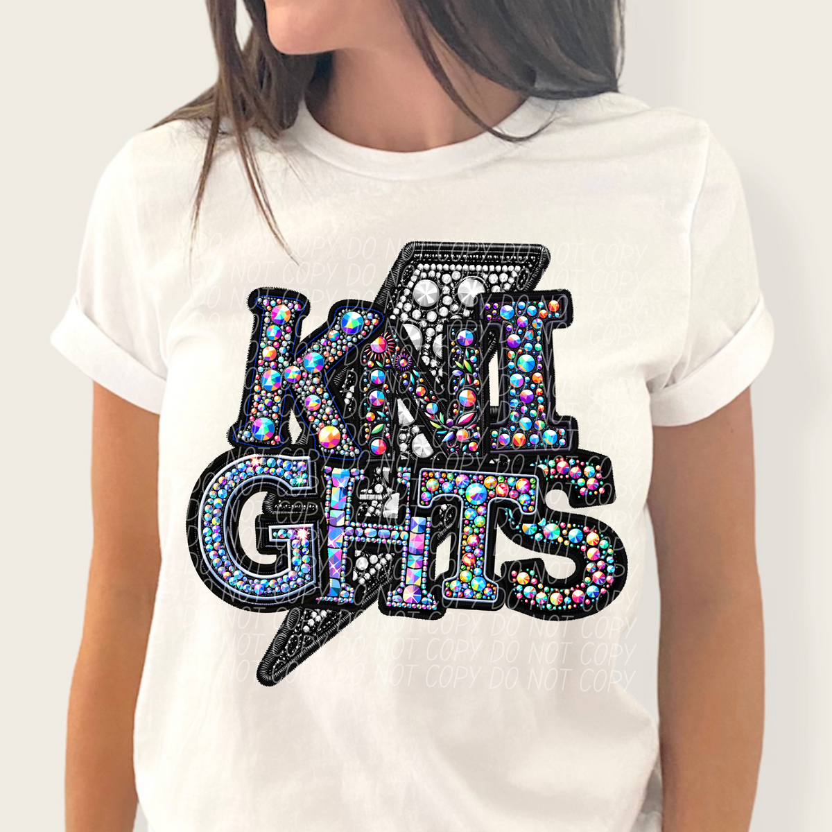Knights lightning bolt rhinestones (city) 45265 DTF transfers