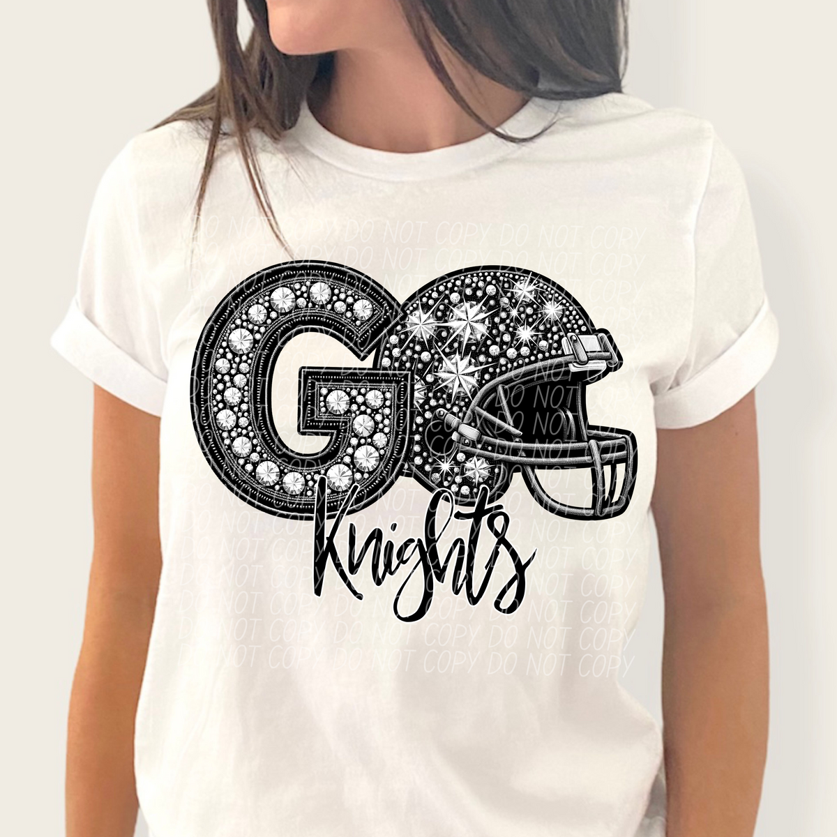 Go knights helmet and rhinestones CITY 45022 DTF transfer