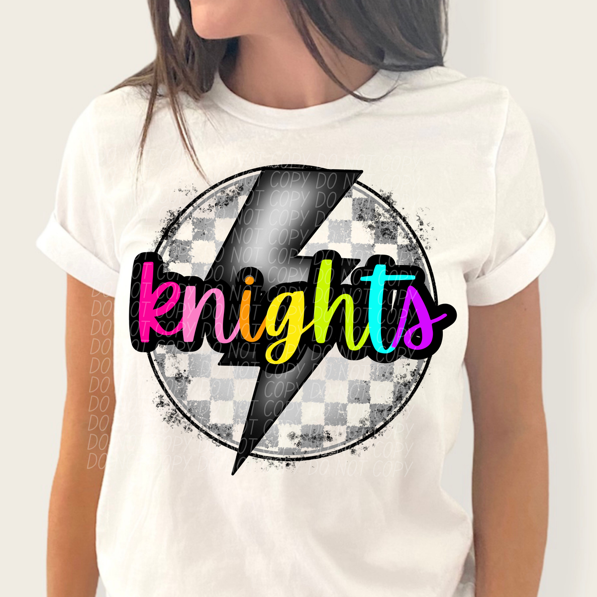 Knights BRIGHT COLORS FONT lightning bolt circle CITY DTF transfer