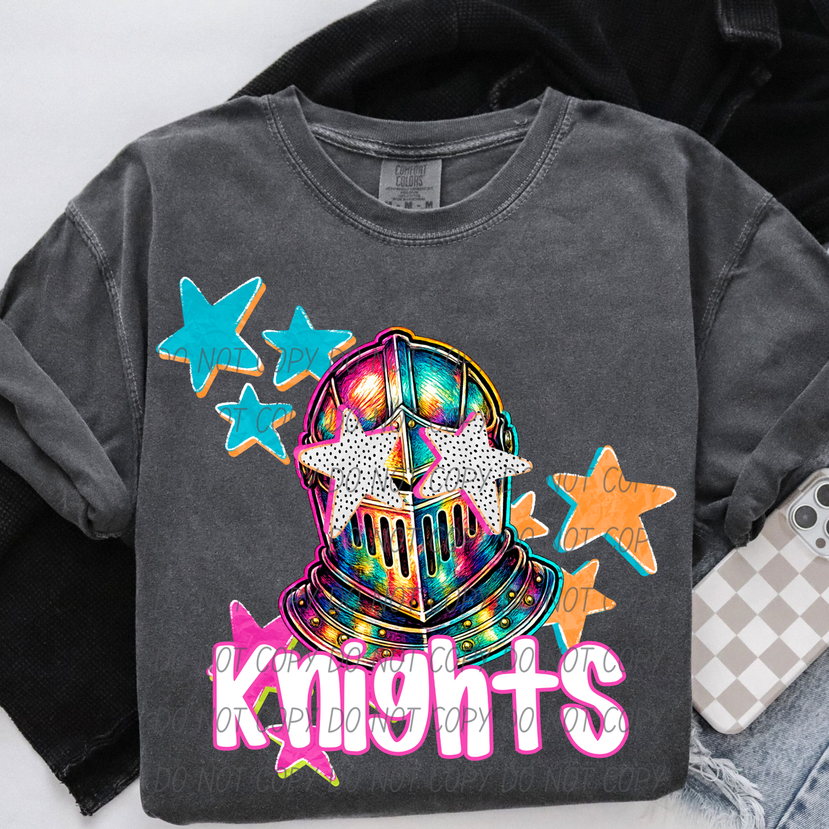 knights pop art with stars (CITY) DTF Transfer