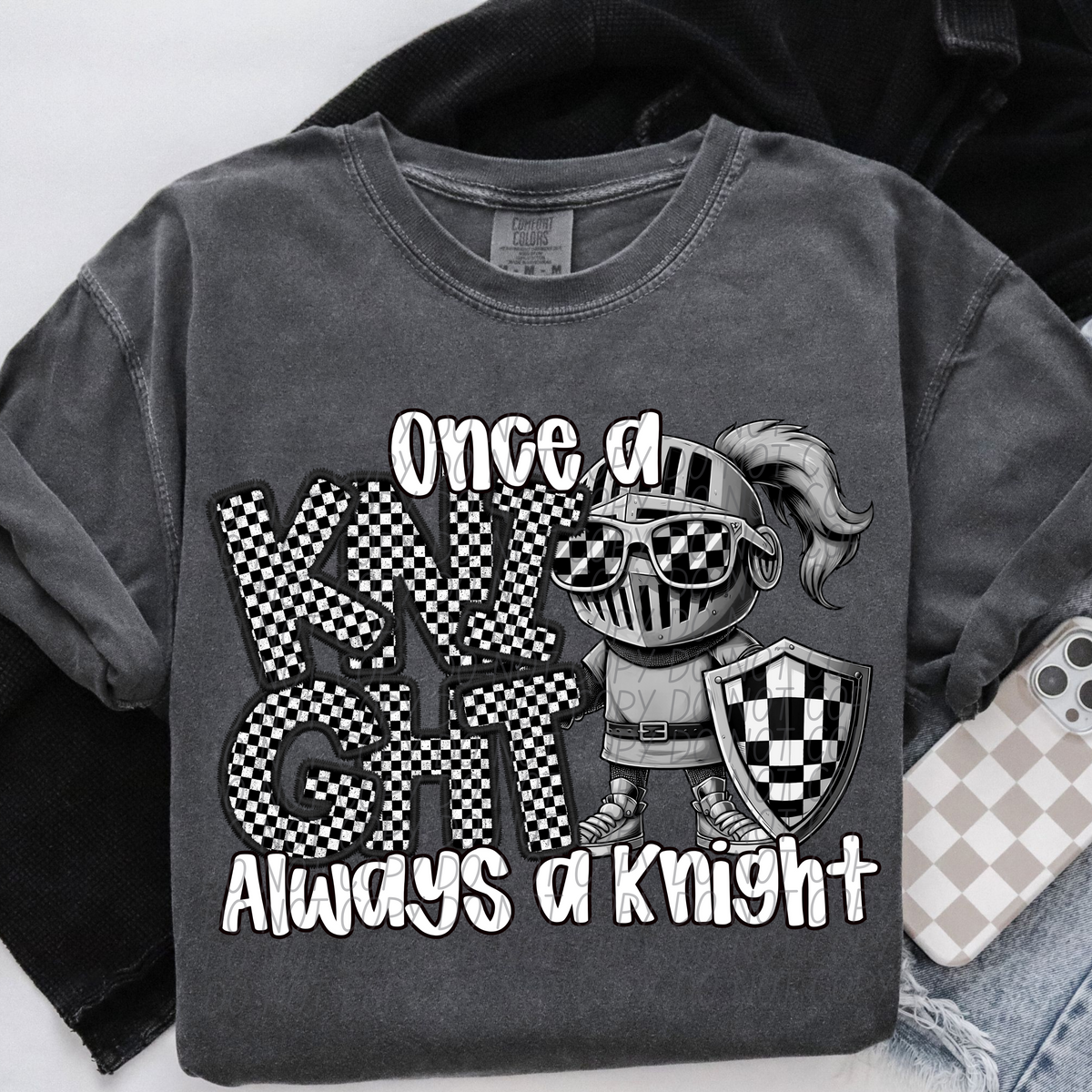 Once a Knight always a Knight Checkered (CITY) DTF transfer