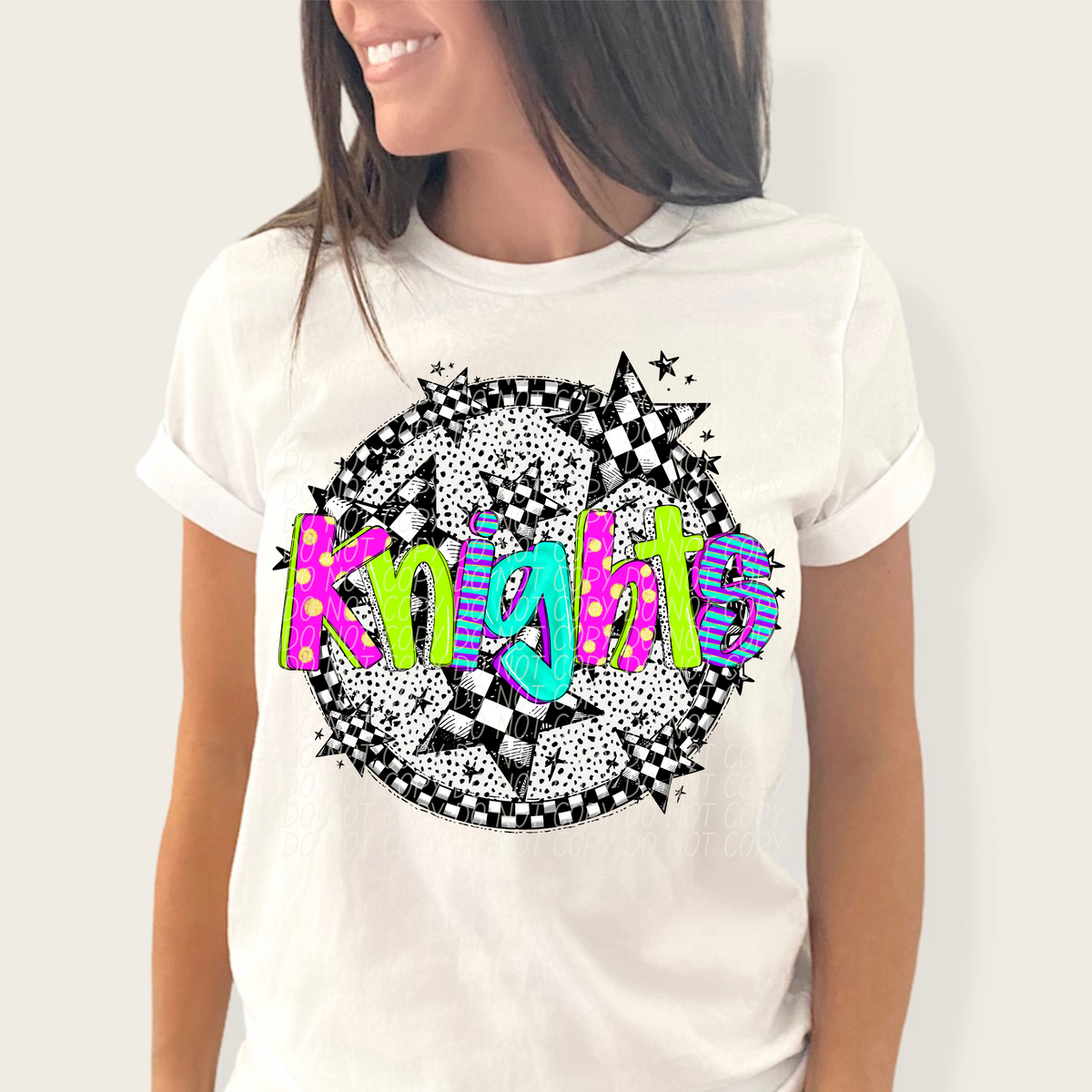Knights neon checkered CITY DTF transfers