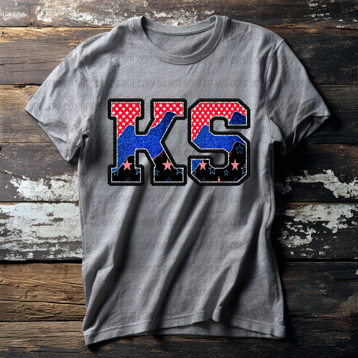 KS (red blue and black filled) (Revel) DTF Transfer