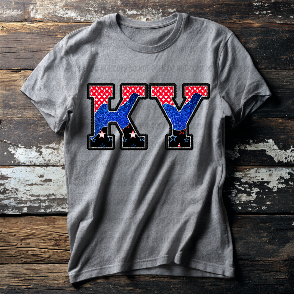 KY (red blue and black filled) (Revel) DTF Transfer