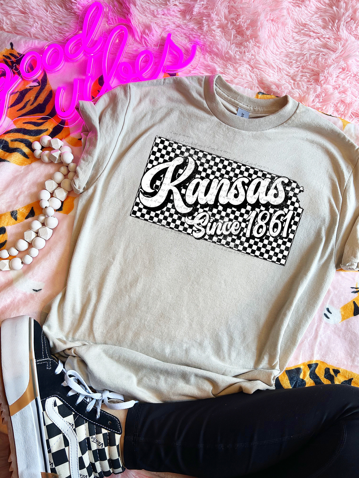 Kansas Since 1861 Checkered Grunge 66731 DTF transfer