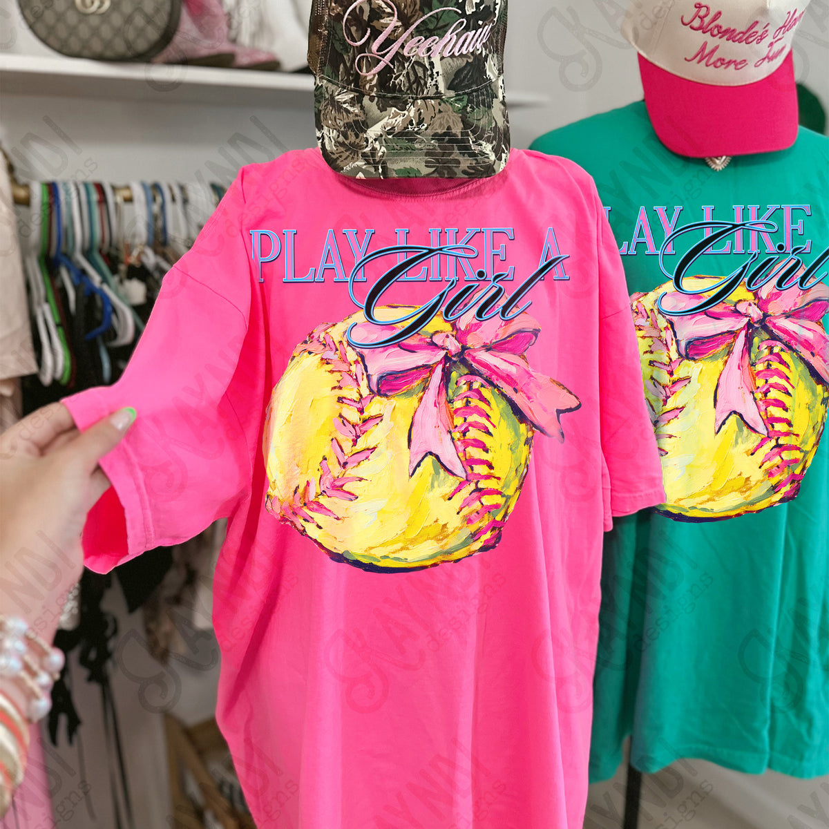 Play like a girl softball bow (Kayndi) DTF Transfer