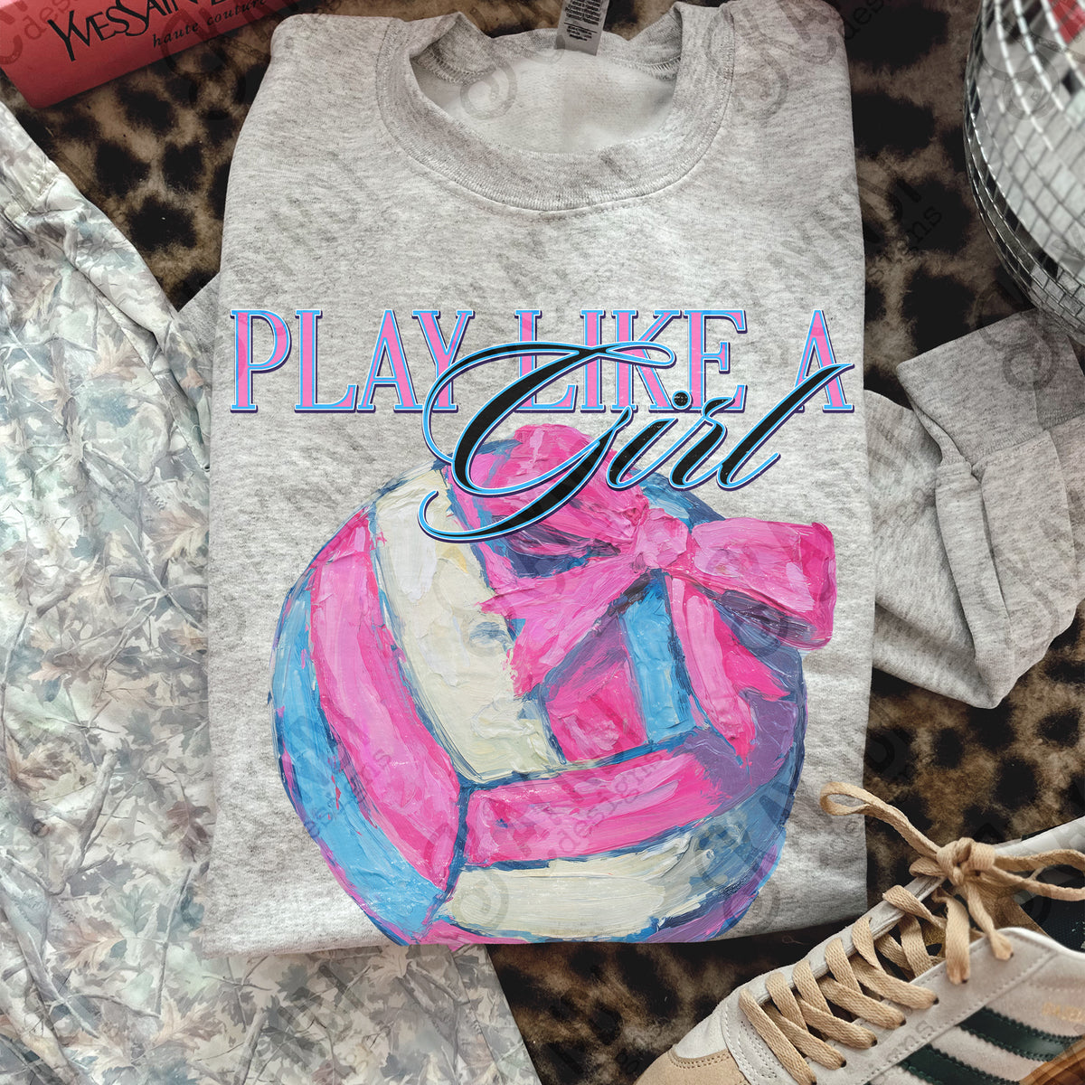 Play like a girl volleyball PINK bow (Kayndi) DTF Transfer
