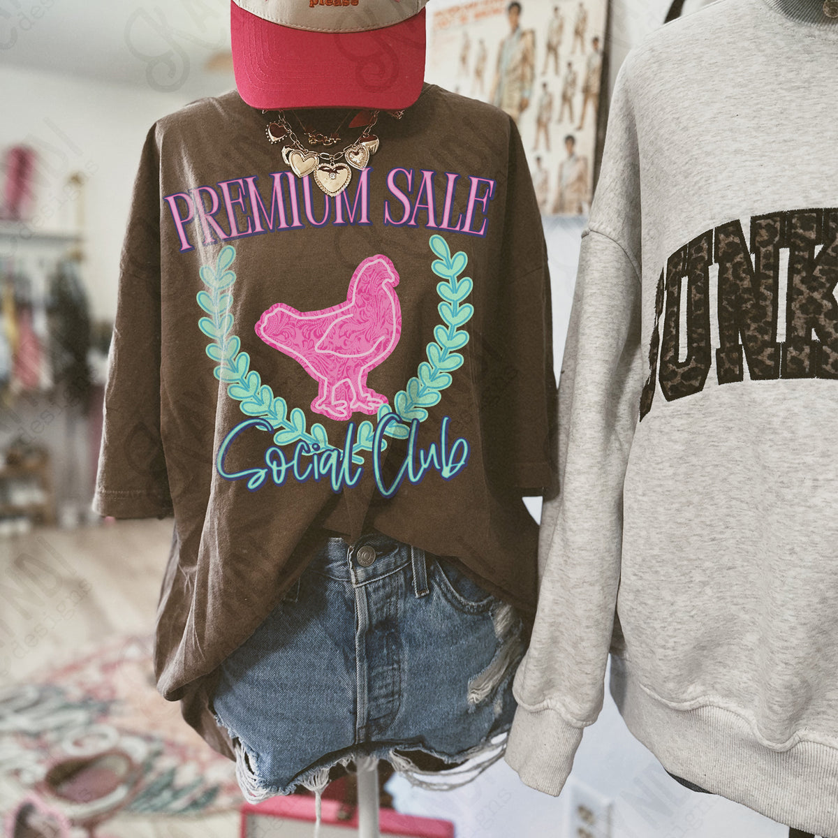 Premium sale chicken social club PINK (Kayndi) DTF Transfer