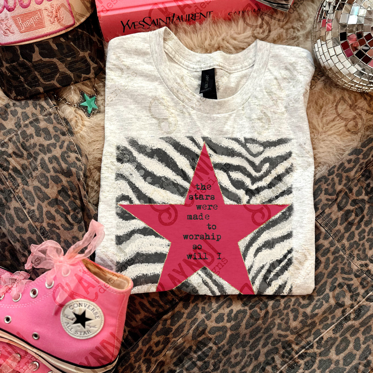 The stars were made to worship so will I red zebra (Kayndi) DTF Transfer