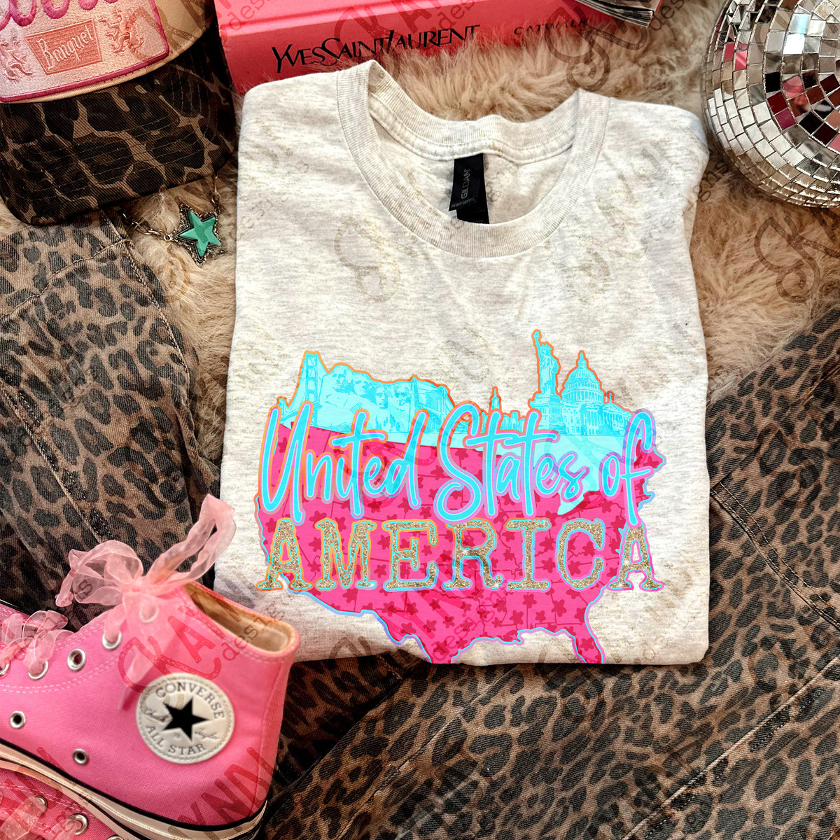 United states of America blue and faux glitter (Kayndi) DTF Transfer
