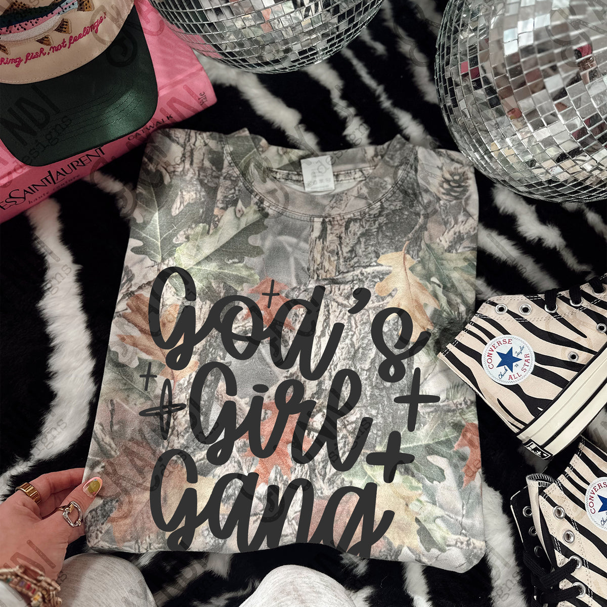 God's girl gang BLACK with stars (Kayndi) DTF Transfer