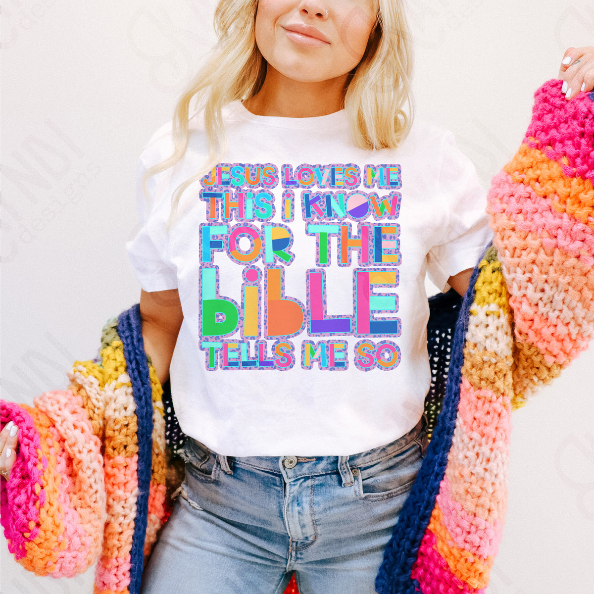 Jesus loves me this I know for the bible tells me so RAINBOW (Kayndi) DTF Transfer