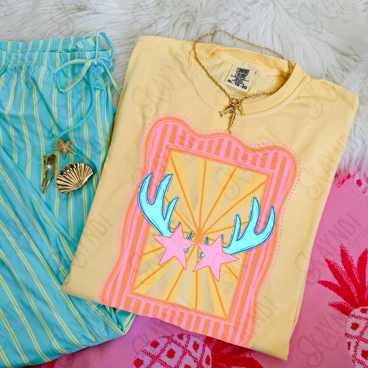 Preppy Mascot Blue Antlers (Kayndi) DTF Transfer