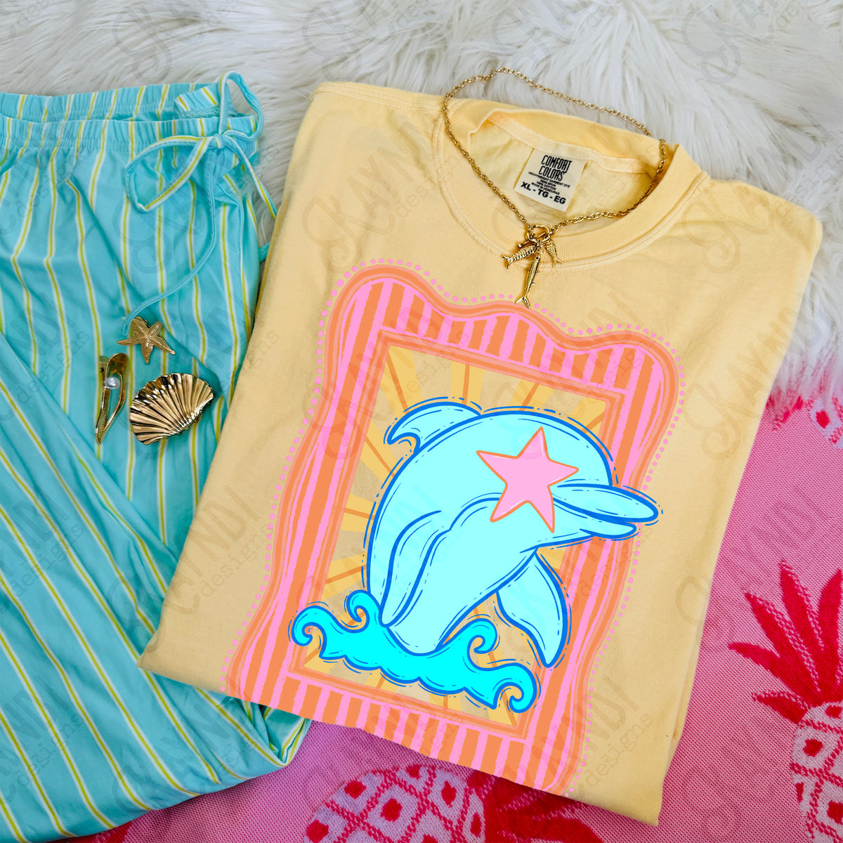 Preppy Mascot Blue Dolphin (Kayndi) DTF Transfer