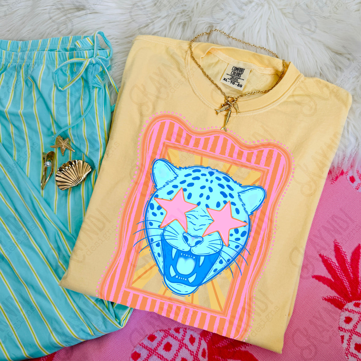Preppy Mascot Blue Leopard (Kayndi) DTF Transfer