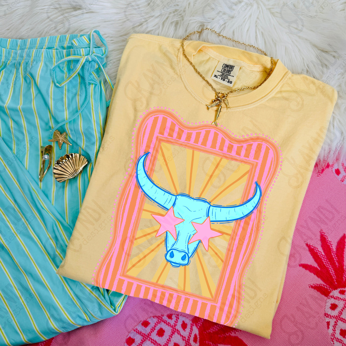Preppy Mascot Blue Longhorn (Kayndi) DTF Transfer