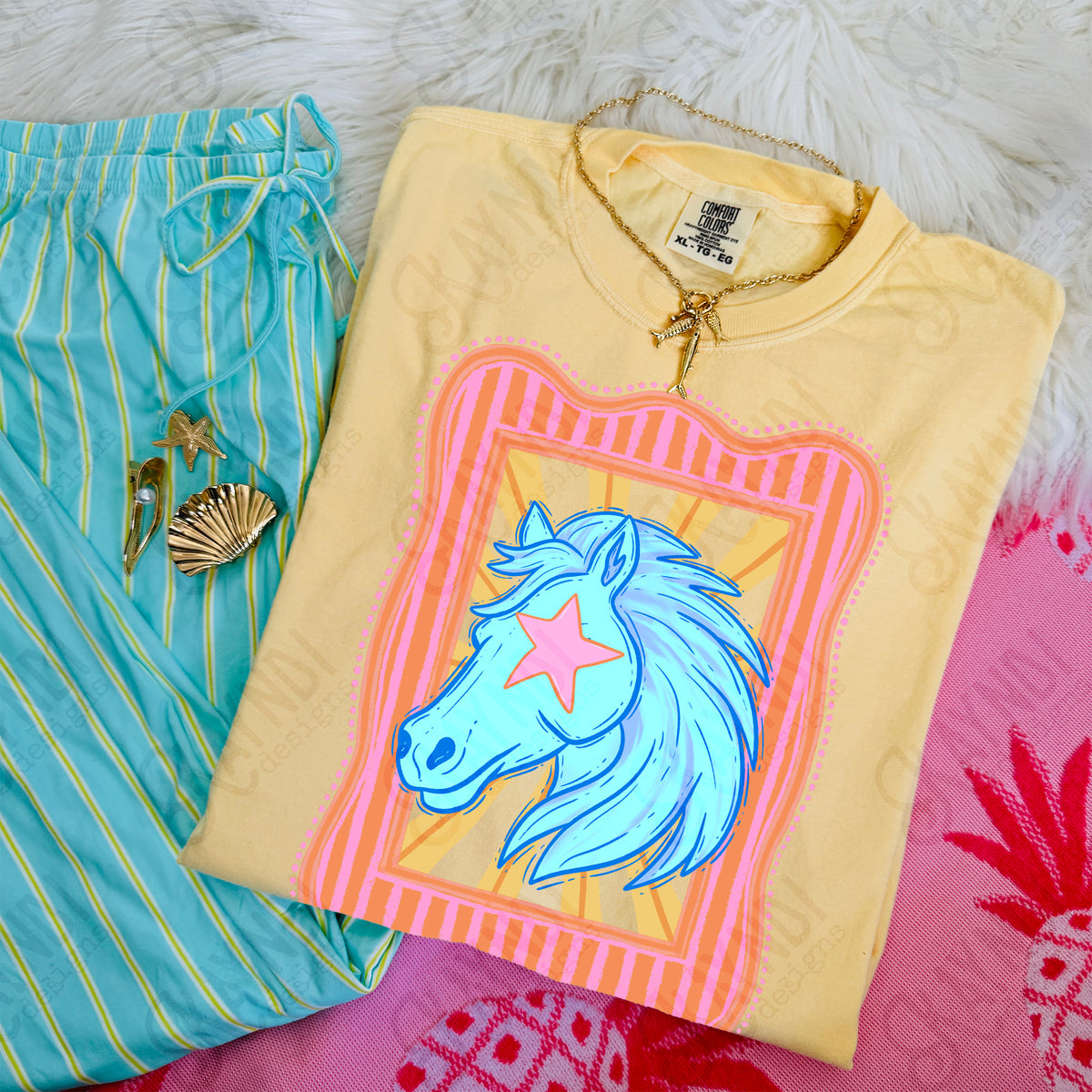Preppy Mascot Blue Mustang (Kayndi) DTF Transfer