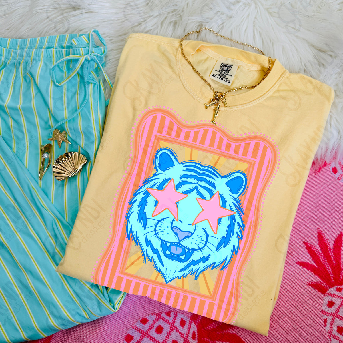 Preppy Mascot Blue Tiger (Kayndi) DTF Transfer