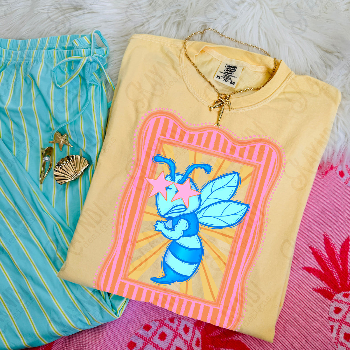 Preppy Mascot Blue Yellowjacket (Kayndi) DTF Transfer