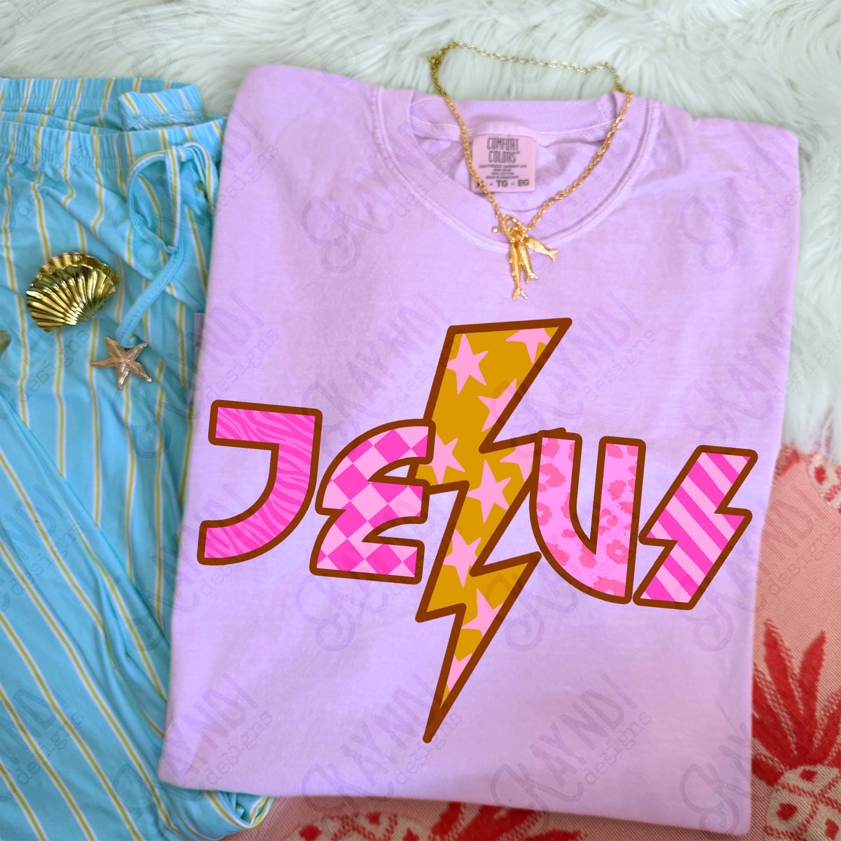 Jesus gold light bolt (Kayndi) DTF Transfer