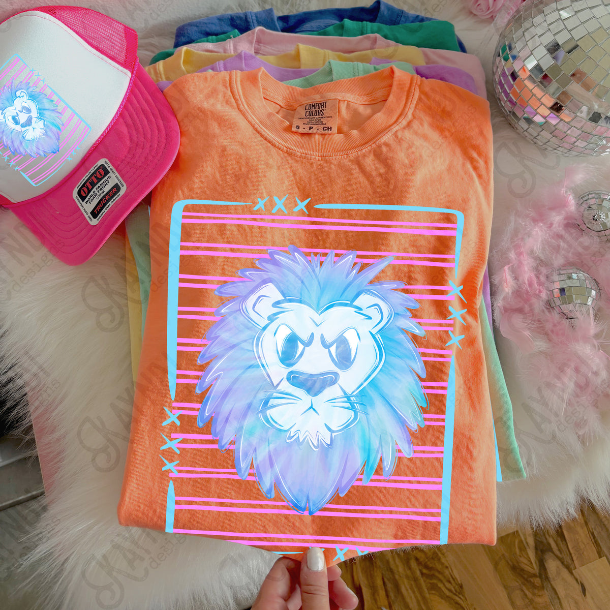 Lions tie dye striped (Kayndi) DTF Transfer