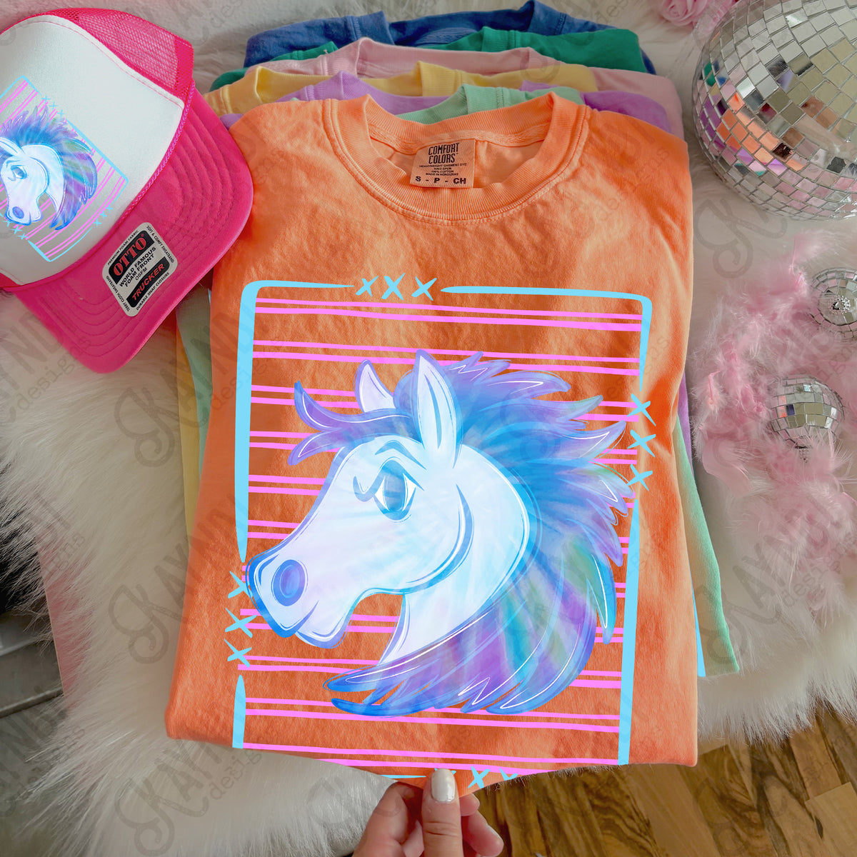 Mustangs tie dye striped (Kayndi) DTF Transfer