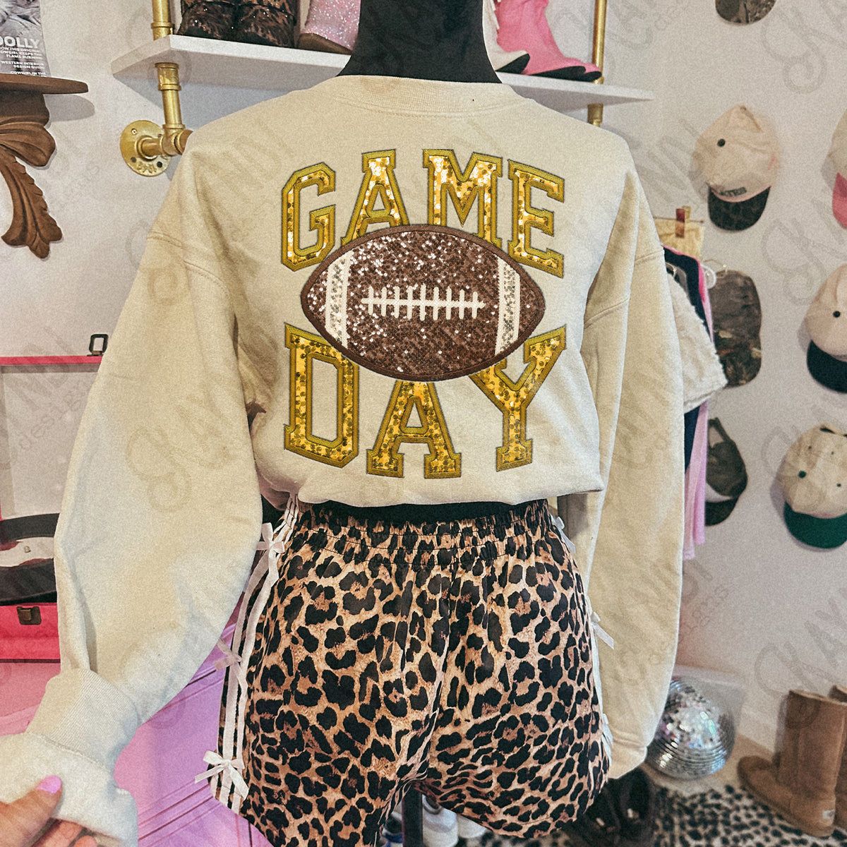 Game day football faux sequins YELLOW (Kayndi) DTF Transfer
