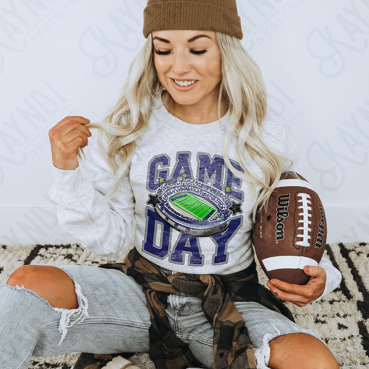 Game day football stadium NAVY (Kayndi) DTF Transfer