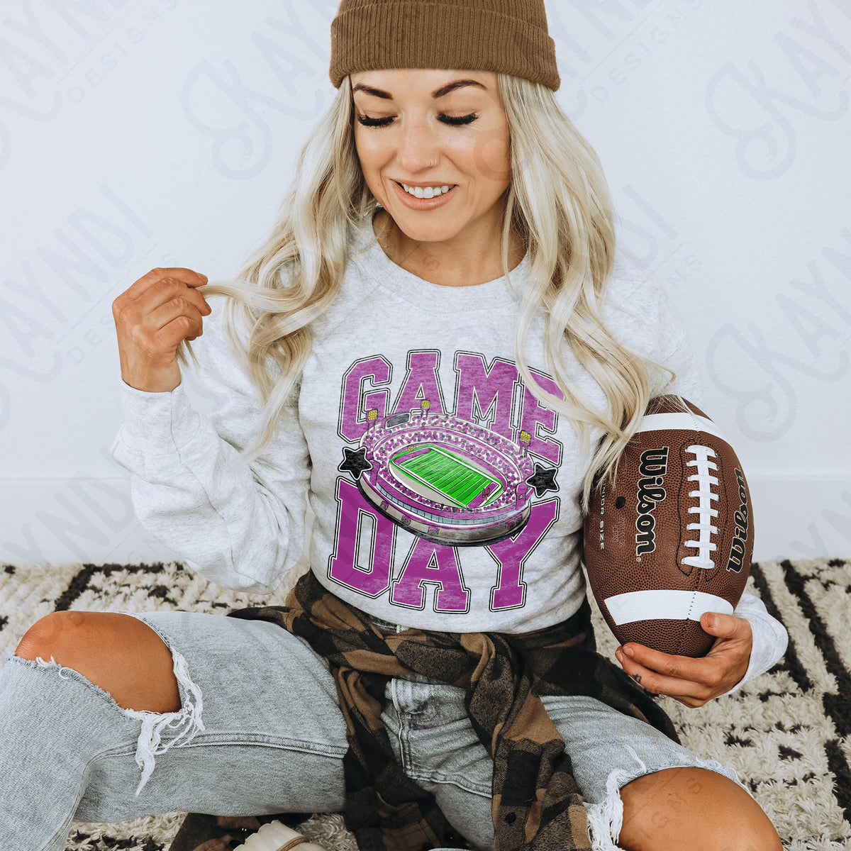 Game day football stadium PURPLE (Kayndi) DTF Transfer