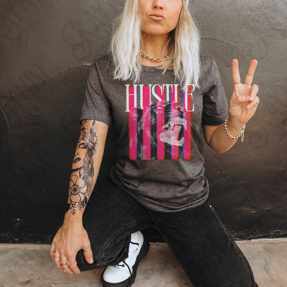 Hustle panther WHITE (Kayndi) DTF Transfer