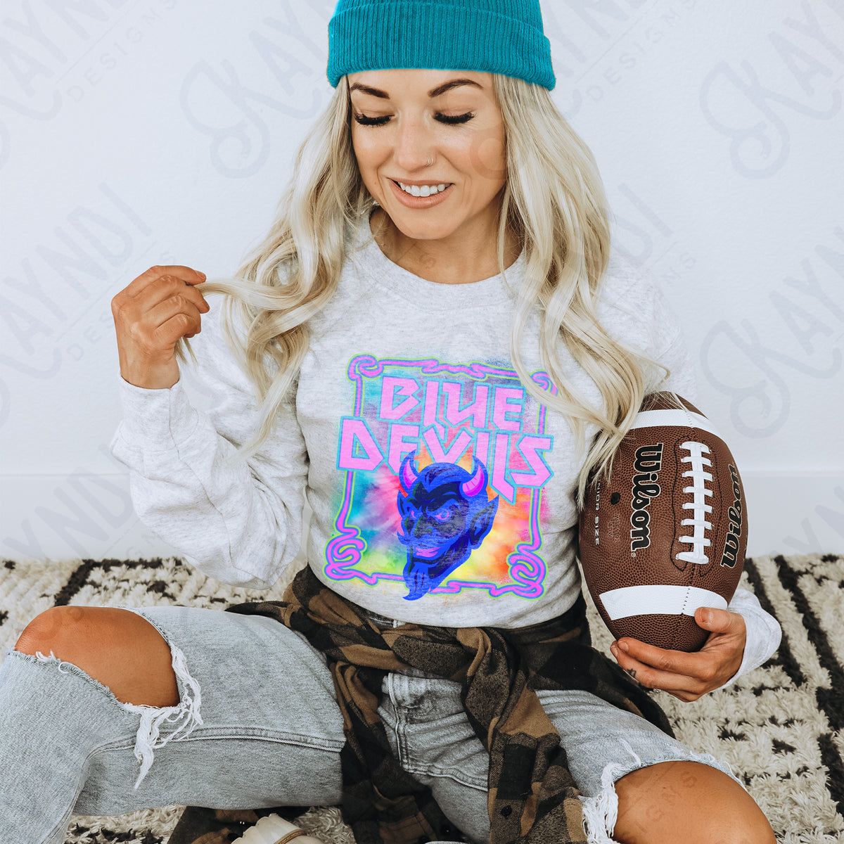 Blue devils neon tie dye (Kayndi) DTF Transfer
